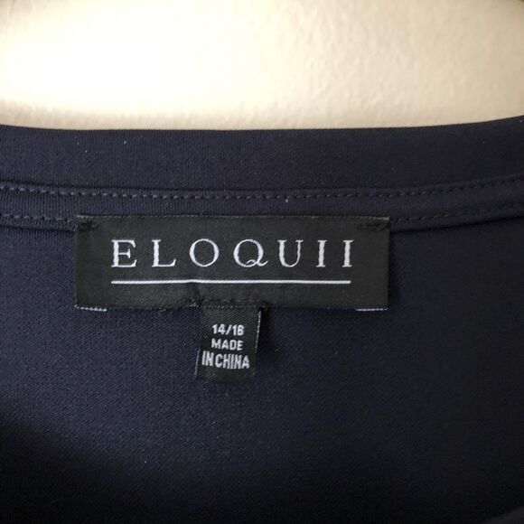 Eloquii Navy Blue Ruffle sleeve pullover top - Picture 6 of 6